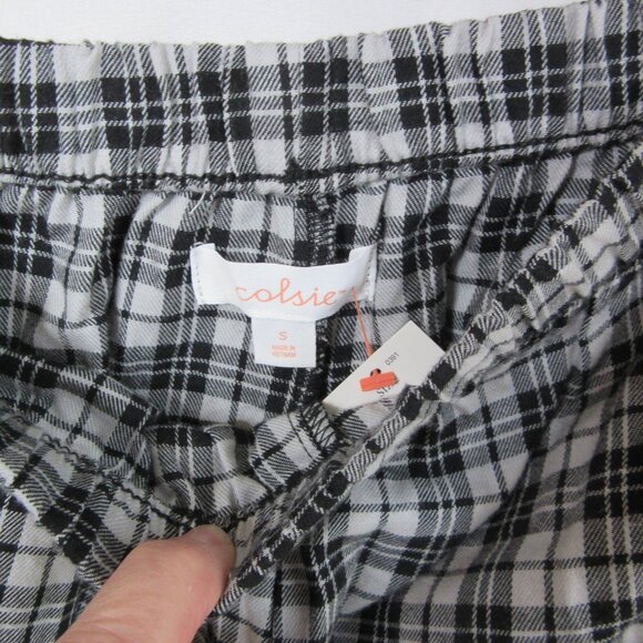 Colsie Pajama Set Babydoll Plaid Cami Shorts Woven Black Plaid Size Small NWT - Picture 5 of 7